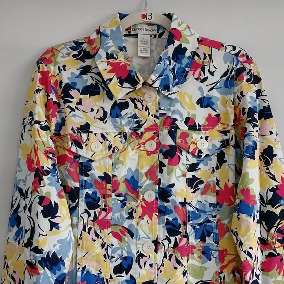 Drapers & Damon's Womens Muliticolor Floral Lightweight Hippie Jacket Size Large - Picture 2 of 6